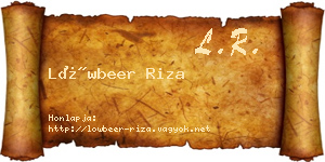 Löwbeer Riza névjegykártya